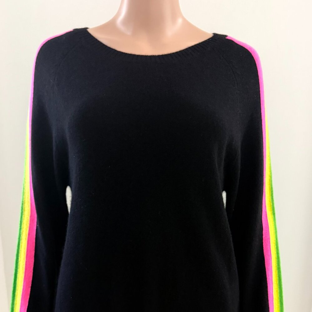 NWT Maison Heritage Salsa Cashmere Sweater Women's Black with Stripes Sz Large